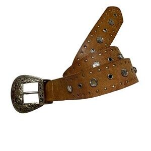 Western Leather Jewel Studded Embellished Statement Piece Women's Belt Sz Large